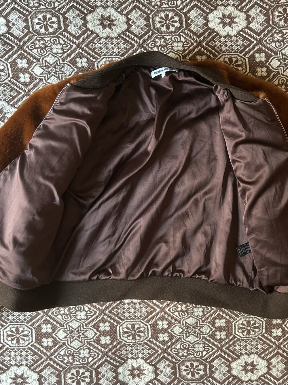 Elizabeth and James Ellington Faux Fur Zip Front Bomber Jacket Coat Size L - Picture 2 of 5